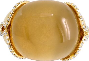 Roberto Coin Cabochon citrine ring in 18k yellow gold with diamonds