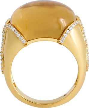 Roberto Coin Cabochon citrine ring in 18k yellow gold with diamonds