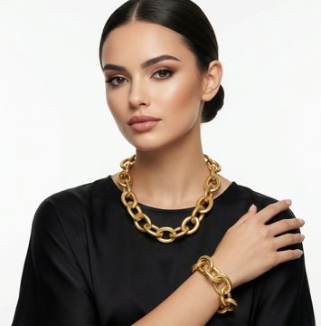 Roberto Coin Heavy necklace and bracelet in 18k yellow gold Jewelry Collection