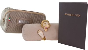 Roberto Coin Lion bangle with 6.50 carats in diamonds and 0.65 carats in pink sapphires