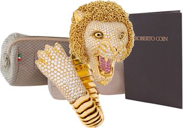 Roberto Coin Lion bangle with 6.50 carats in diamonds and 0.65 carats in pink sapphires Bracelet Collection