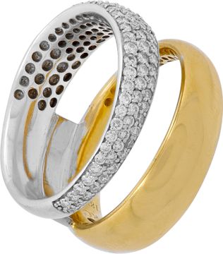 Roberto coin pave  diamond double ring in 18K two tone gold ring with aproximate .68ct  pave diamonds