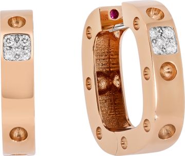 Roberto Coin Pois Moi 18k rose gold hoop earrings with diamonds Earring Collection