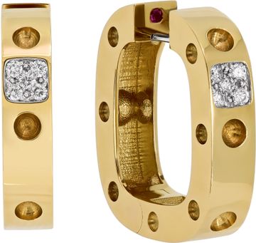 Roberto Coin Pois Moi collection 18k yellow gold hoop earrings with diamonds Earring Collection