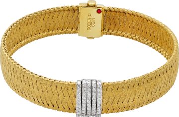 Roberto Coin Silk weave bracelet in 18k yellow gold with diamonds Roberto Coin Silk weave bracelet in 18k yellow gold with diamonds Bracelet Collection