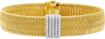 Roberto Coin Silk weave bracelet in 18k yellow gold with diamonds