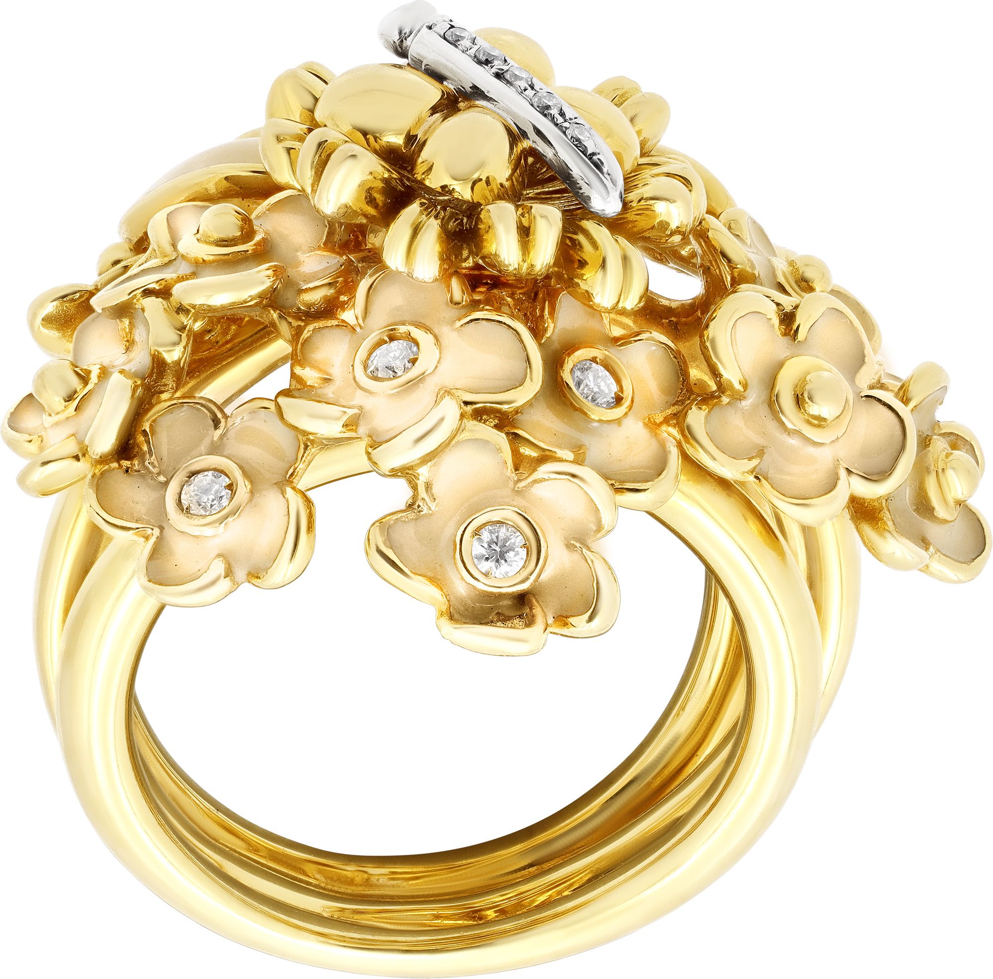 springflowerページ　イエロー系ダイヤモンド　リング13号 Roberto Coin Spring flower ring with enamel and diamond | Gray & Sons