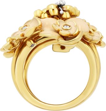 Roberto Coin Spring flower ring with enamel and diamond accents in 18k yellow gold
