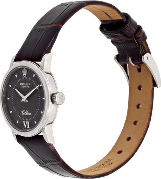 Rolex Cellini 6110 18k White Gold Brown dial 25mm Quartz watch