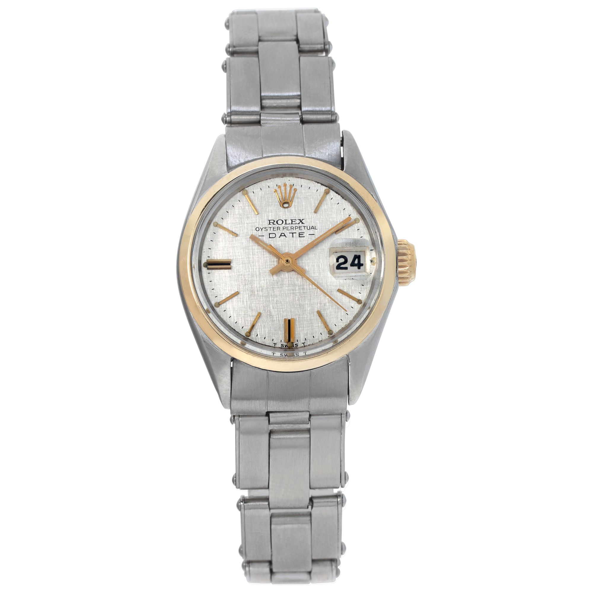 ROLEX シルバー カフリンクス 専用ボックス付き Pre-owned Rolex Date 6516 Stainless Steel Silver dial W527784