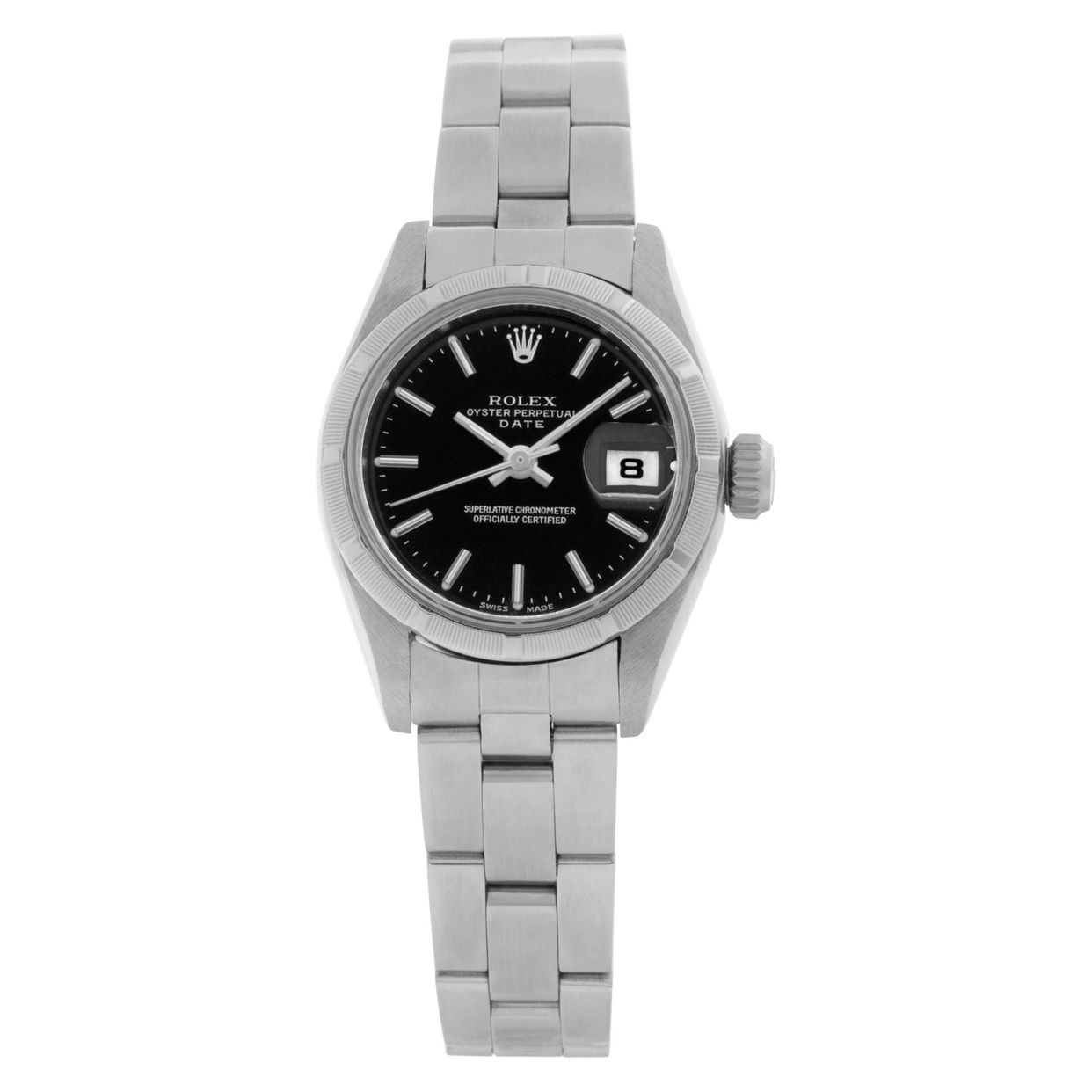 Pre-owned Rolex Date 69190 Stainless Steel Black dial 26mm