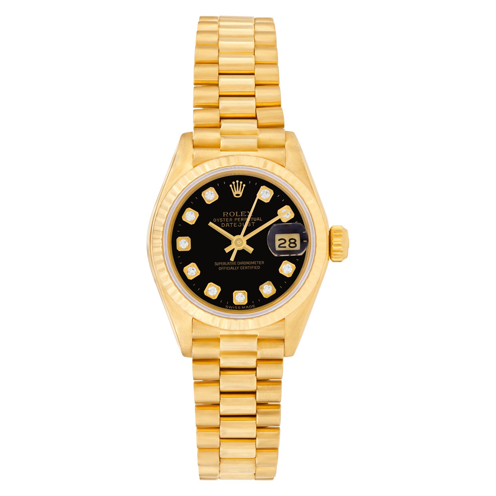 Pre-owned Rolex Datejust 69178 18k custom black diamond dial