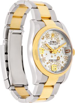 Rolex Datejust 36mm "2-tone" silver floral dial