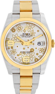 Rolex Datejust 36mm "2-tone" silver floral dial Rolex Datejust 36mm 116203 Mens Watch Collection