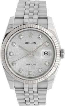 Rolex Datejust in stainless steel with a 18k white gold bezel ref-116234