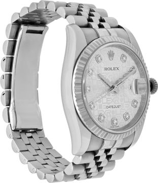 Rolex Datejust in stainless steel with a 18k white gold bezel ref-116234