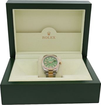 Rolex Datejust 2-tone with a original green diamond dial
