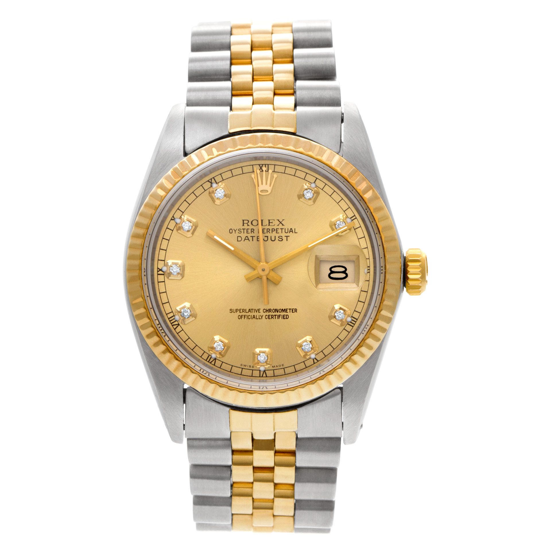 Preowned Rolex Datejust 16013 Stainless Steel custom diamond