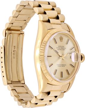 Rolex Datejust in 18k yellow gold with a custom 14k yellow gold bracelet