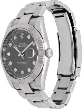 Rolex Datejust 41mm in stainless steel rhodium diamond dial