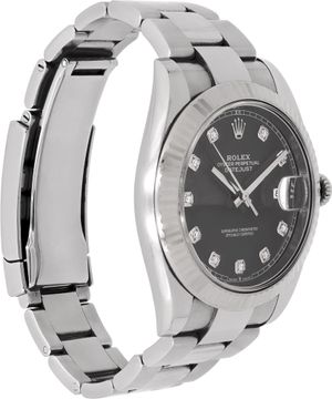 Rolex Datejust 41mm in stainless steel rhodium diamond dial