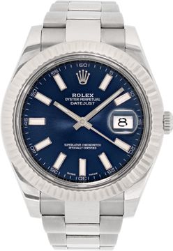 Rolex Datejust in stainless steel with a blue dial
