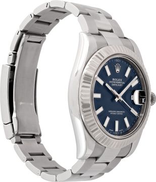 Rolex Datejust in stainless steel with a blue dial