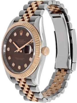 Rolex Datejust 41mm in 18k rose gold and stainless steel with a diamond dial