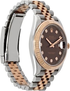 Rolex Datejust 41mm in 18k rose gold and stainless steel with a diamond dial