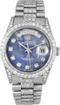 Rolex Day-Date in 18k white gold with a diamond bracelet,bezel, and lugs Rolex Day-Date 36mm 18239 Mens Watch Collection