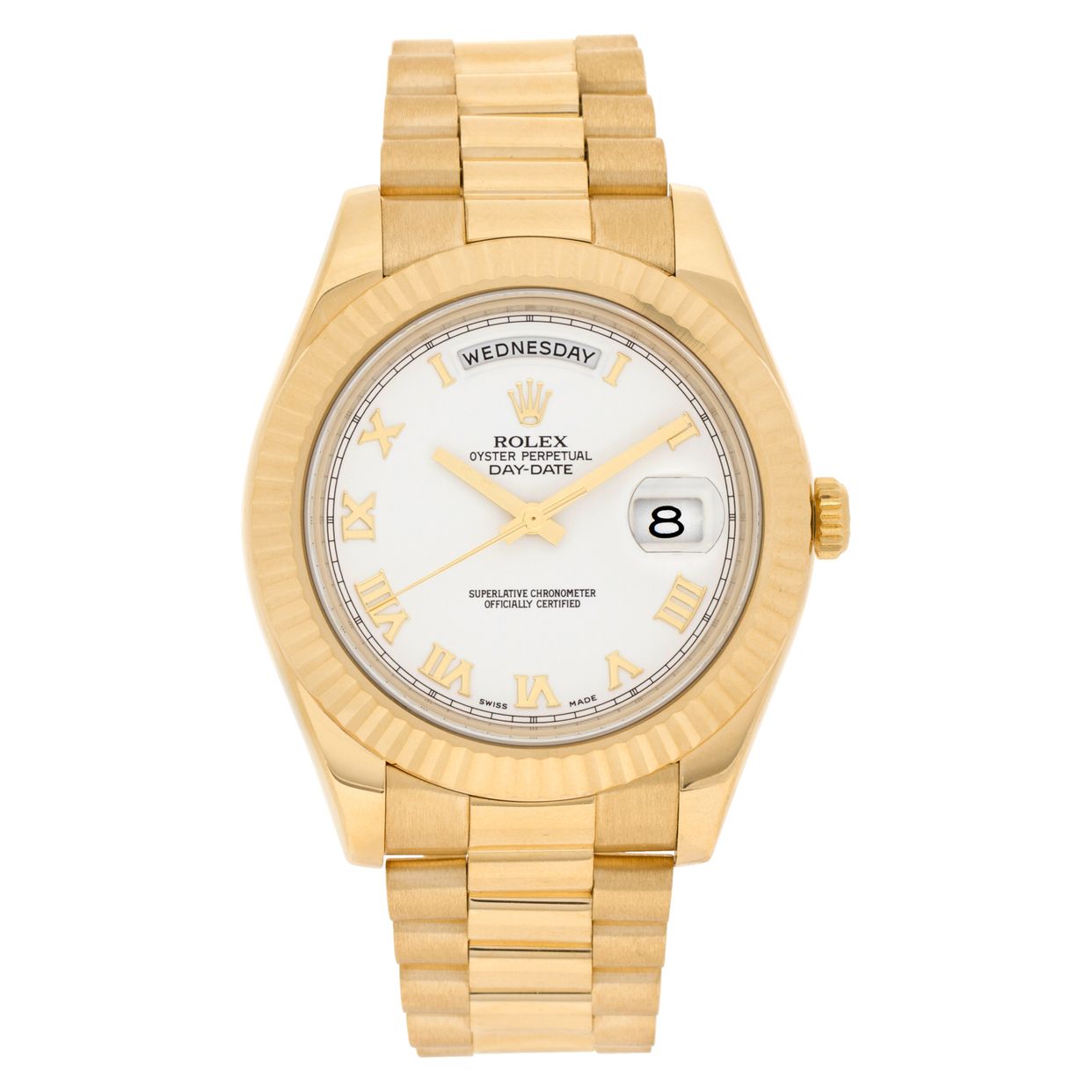 Used Rolex Day-Date II 218238 18k Yellow Gold White dial 41m
