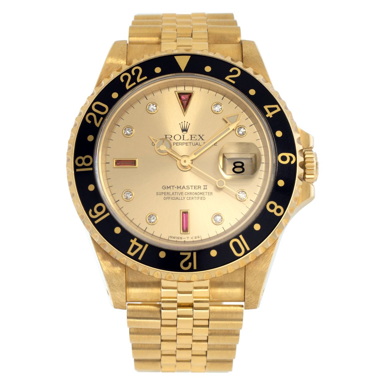 Pre-owned Rolex GMT-Master II 16718 18k Gold dial W526260