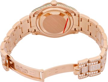 Rolex Datejust Pearlmaster in 18k rose gold factory diamonds