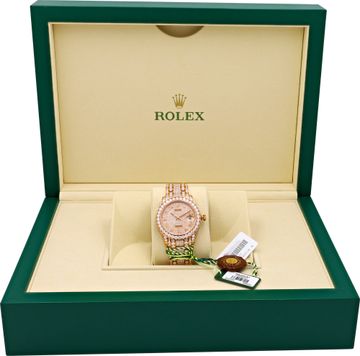 Rolex Datejust Pearlmaster in 18k rose gold factory diamonds