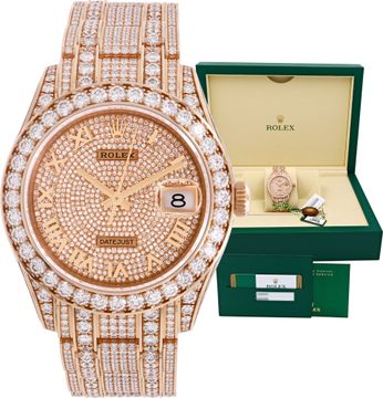 Rolex Datejust Pearlmaster in 18k rose gold factory diamonds Rolex Pearlmaster 39mm 86405RBR Mens Watch Collection