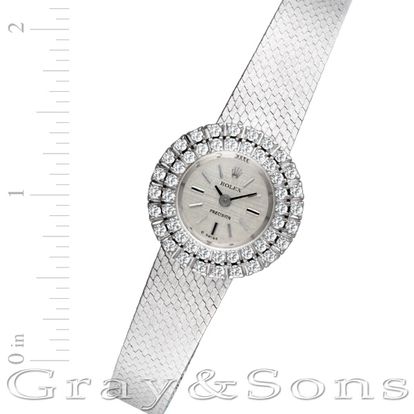 Preowned Rolex Precision 2482/2604 18k white gold 16mm | Gray & Sons