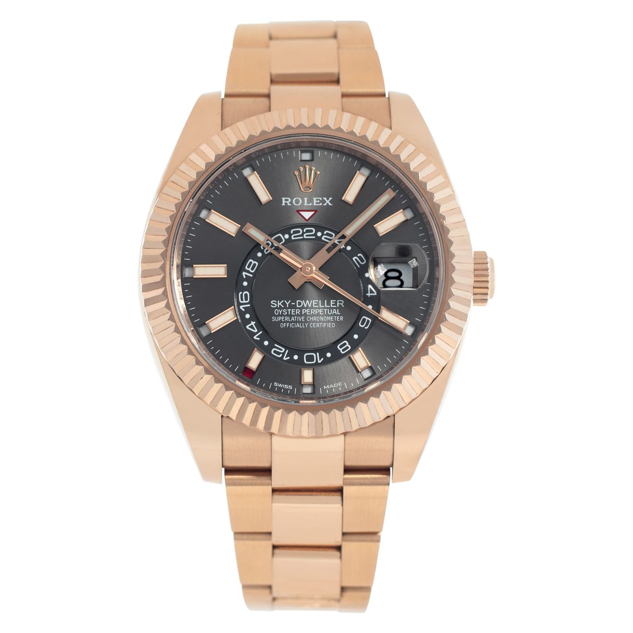 Pre-owned Rolex Sky-Dweller 326935 18k rose gold 42mm auto