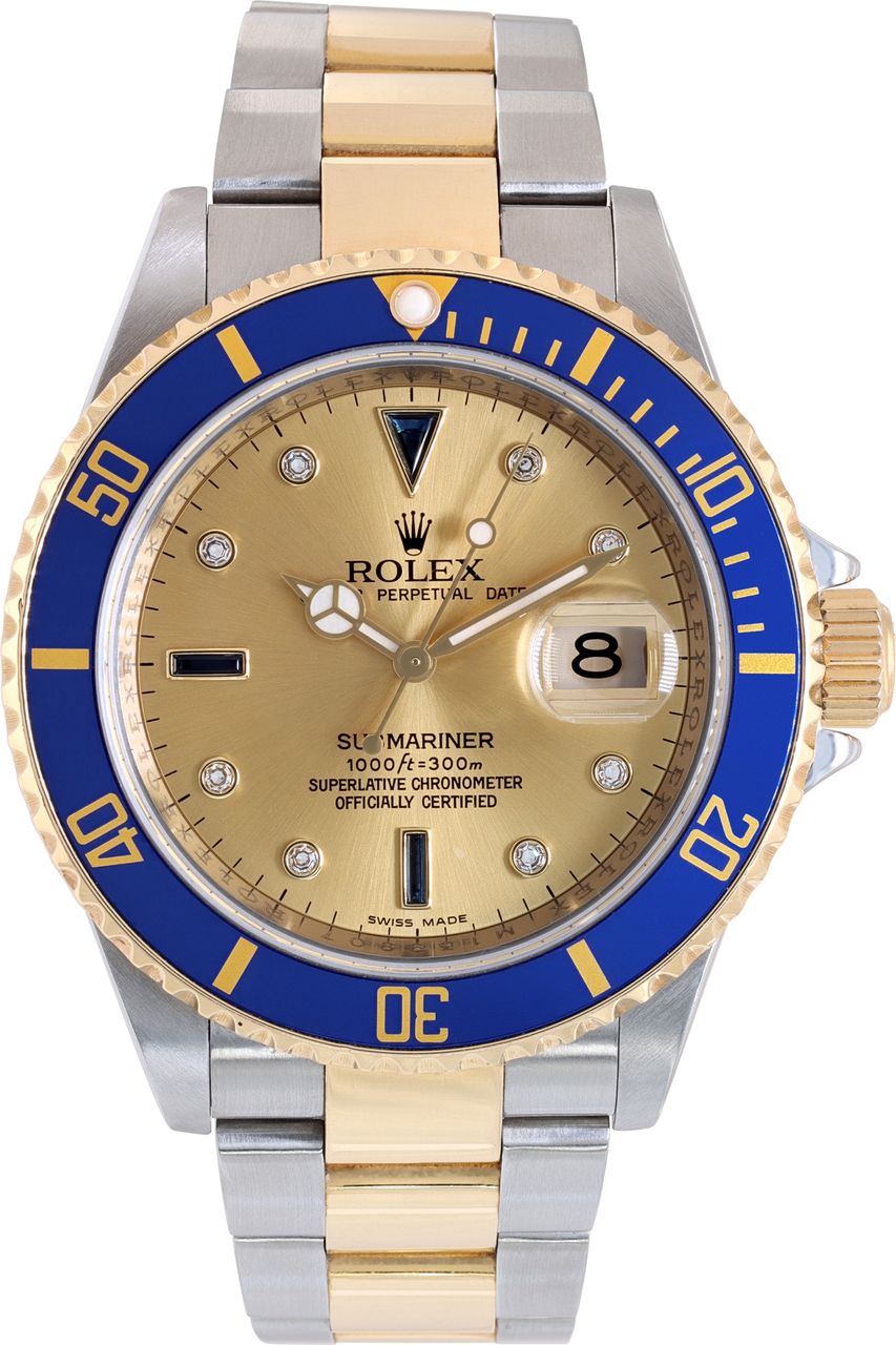 Pre-owned Rolex Submariner 16613 Stainless Steel Gold dial 4