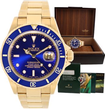 Rolex Submariner 16618 18k Yellow Gold Blue dial 40mm Automatic watch Rolex Submariner 40mm 16618 Mens Watch Collection