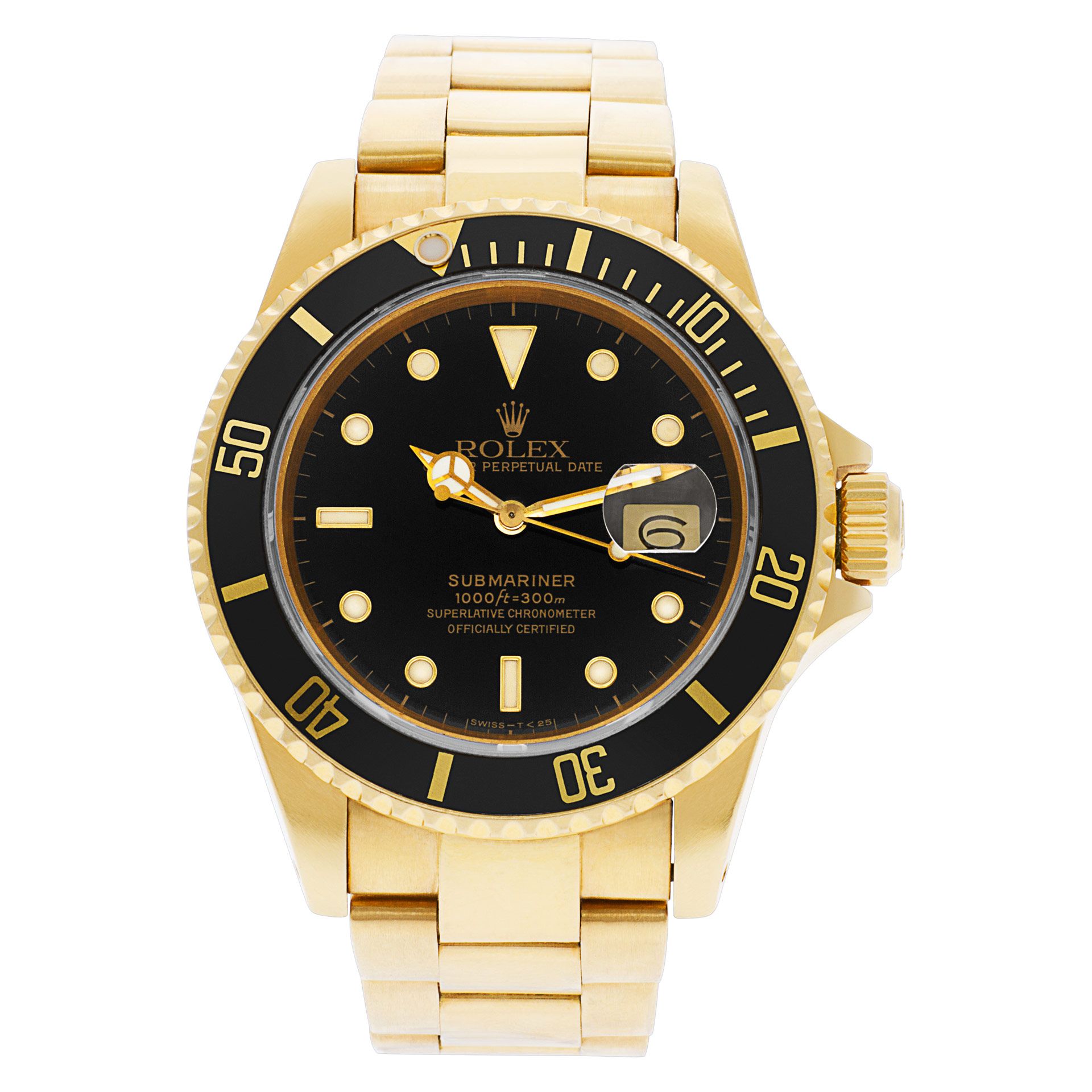 Pre-owned Rolex Submariner 16808 18k yellow gold 40mm auto