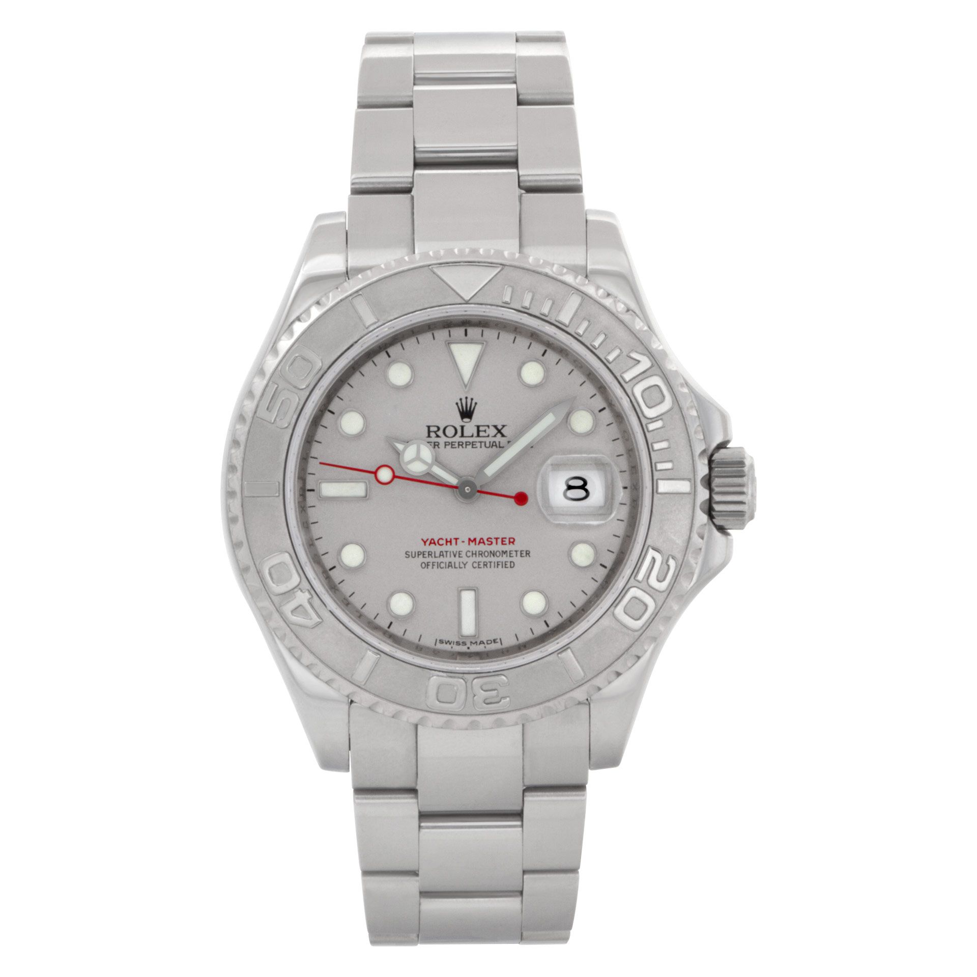 Pre-owned Rolex Yacht-Master 16622 Stainless Steel Silver dial