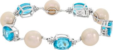 Royal Blue Topaz and Pearl Bracelet in 14k white gold Royal Blue Topaz and Pearl Bracelet in 14k white gold Bracelet Collection