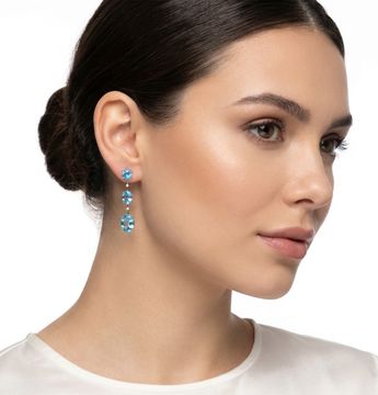Royal Blue Topaz Earrings in 14k white gold