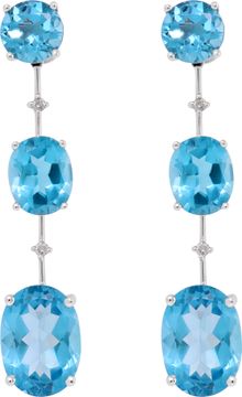 Royal Blue Topaz Earrings in 14k white gold