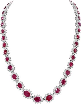 Ruby and diamond necklace in 18k white gold