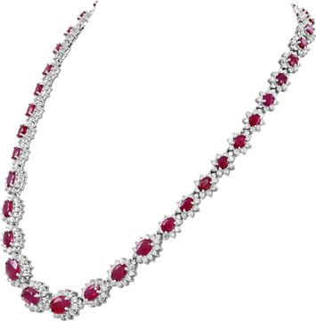 Ruby and diamond necklace in 18k white gold