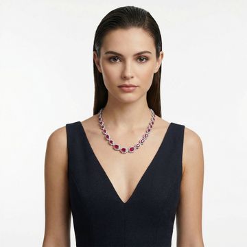 Ruby and diamond necklace in 18k white gold Necklace Collection