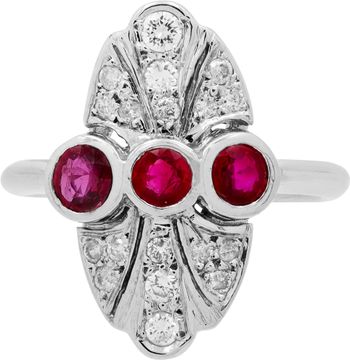 Ruby & diamond ring in 18k white gold
