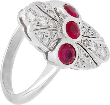 Ruby & diamond ring in 18k white gold
