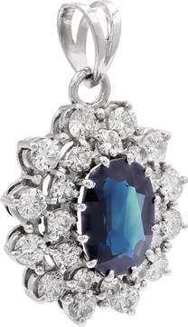 Sapphire and Diamond Pendant Double Halo